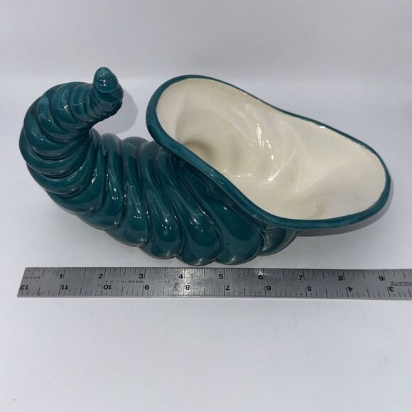 Vintage Ceramic Cornucopia Large Planter, Vase, Centerpiece 10” Long BJS80 - Picture 7 of 7